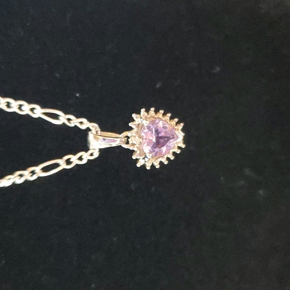 Jewelry - Sterling Siver Amethyst & Diamond Heart Pendant